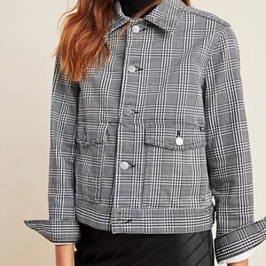 AG Adriano Goldschmied Black and White Plaid Jacket
